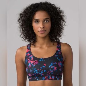 LULULEMON Strap It Like Its Hot Sports Bra Floral Multi Black Womens SIZE 6